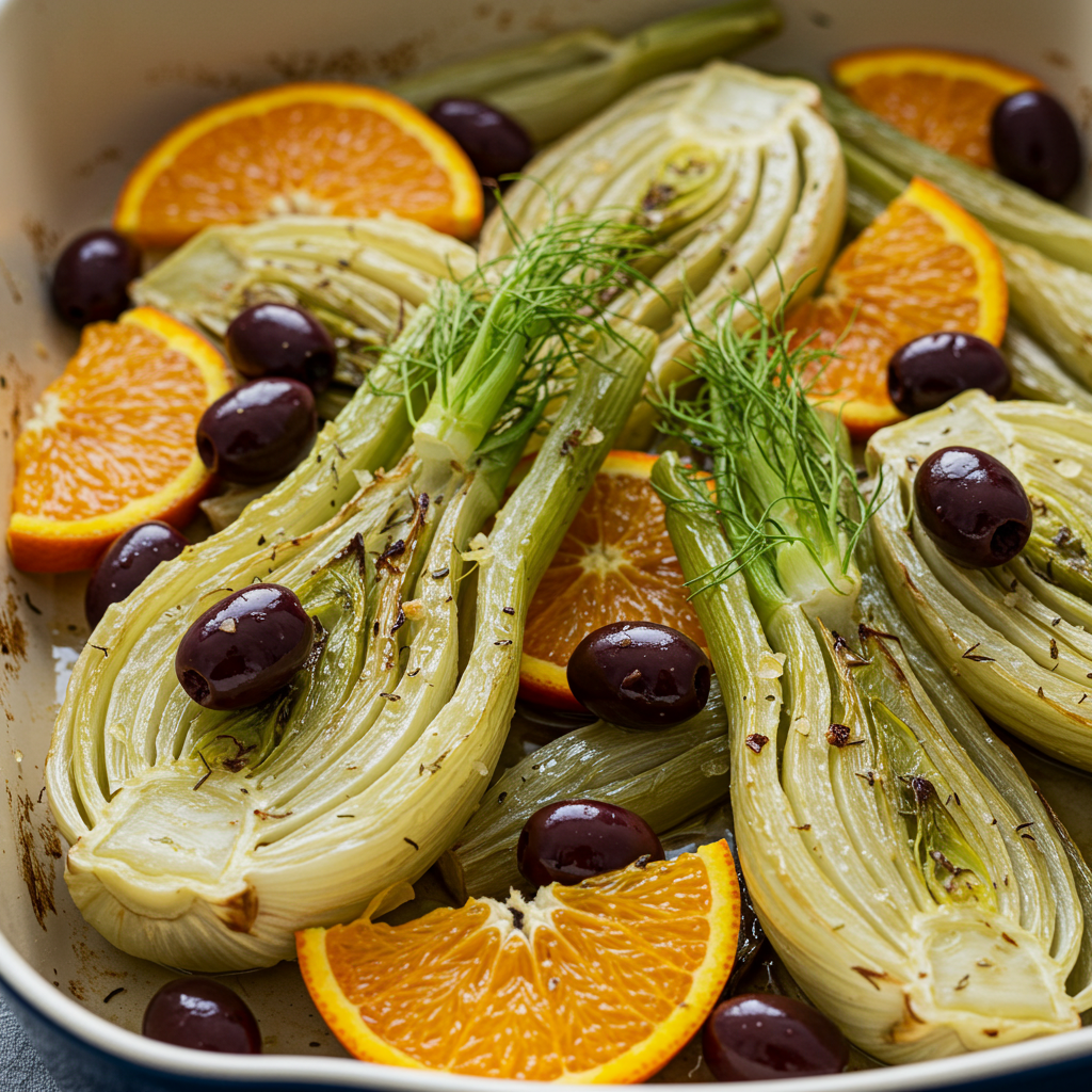 Baked fennel with oranges and olives – Organic Tuscany Cookbook